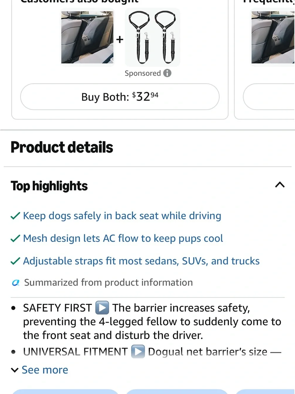 Social Dog Car Barrier Net Universal Fit Sturdy Mesh No Bungee Cords - Sorry!